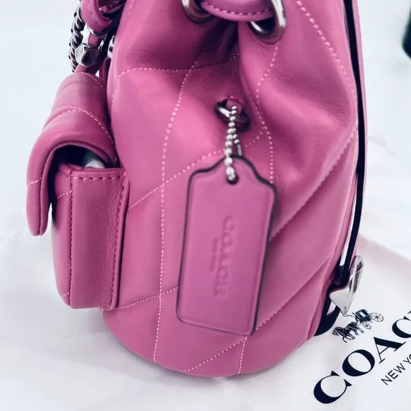 Coach Tabby Backpack Pillow Quilting Nappa Leather Pink Convertible Chain Strap - Picture 14 of 16